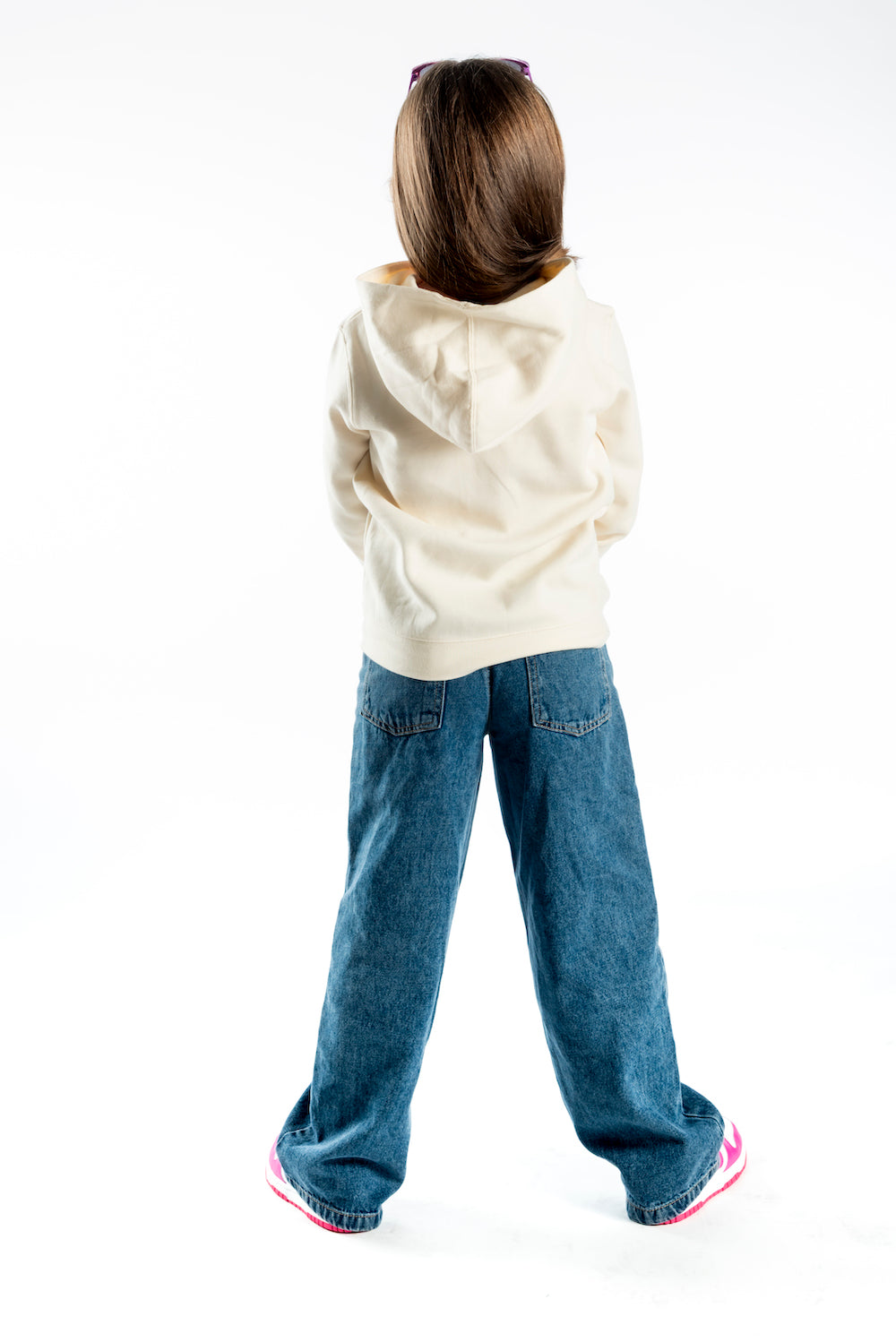 Youth Hoodie – Ecru - Purple Logo