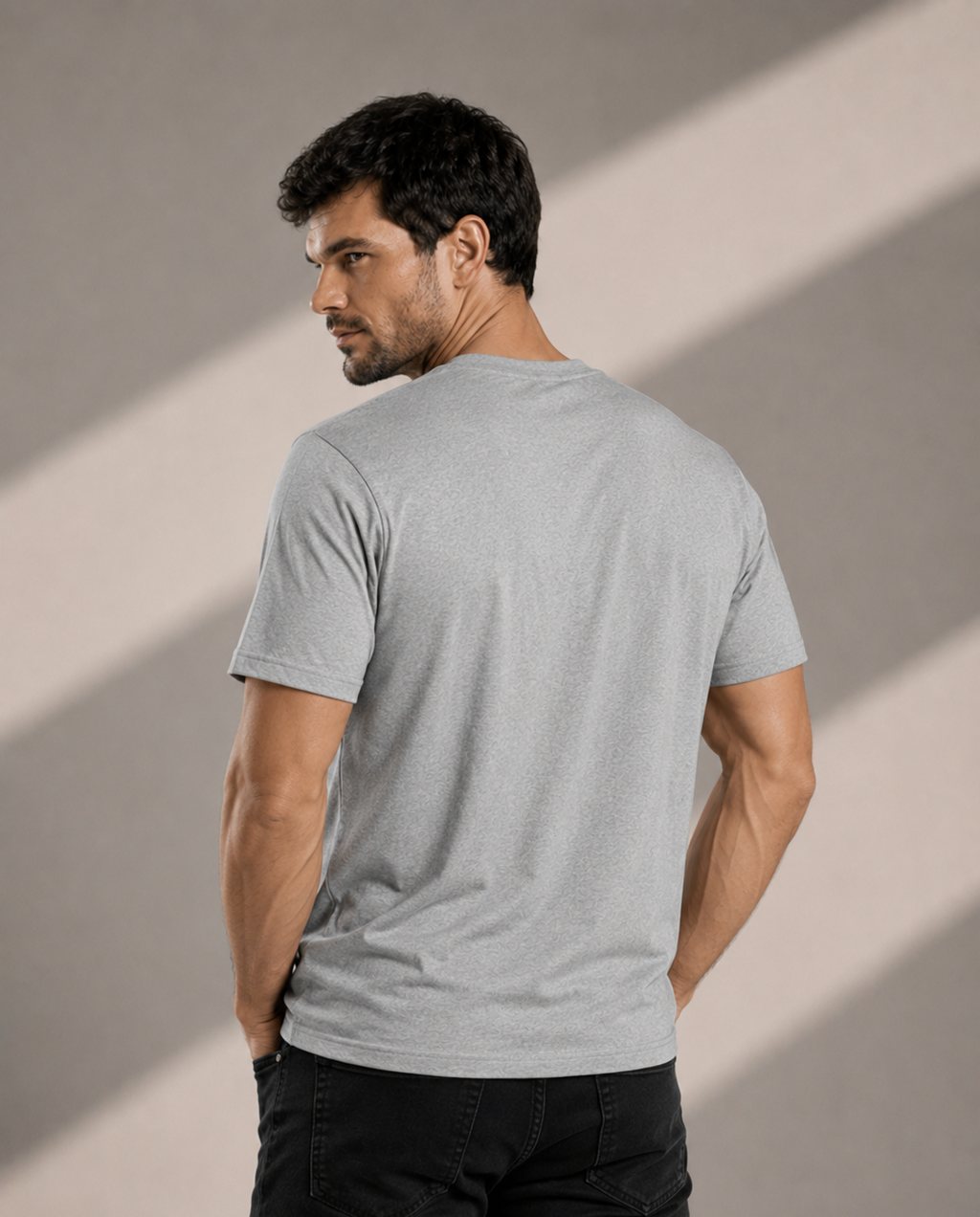 Men's Short Sleeve T-Shirt - Grey Marle – Black Logo Outline