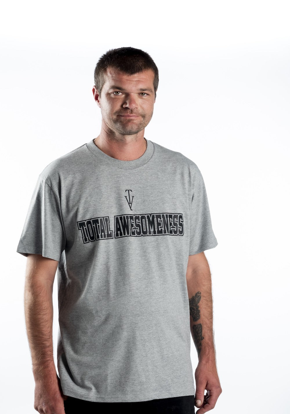 Men's Short Sleeve T-Shirt - Grey Marle – Black Logo Outline