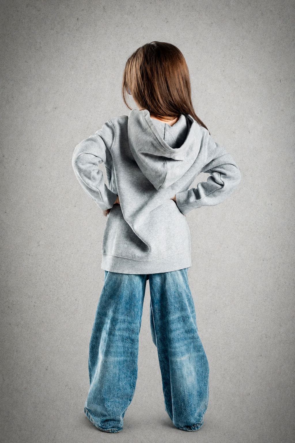 Kid's Hoodie - Grey Marle – Black Logo and Words with Black Outline