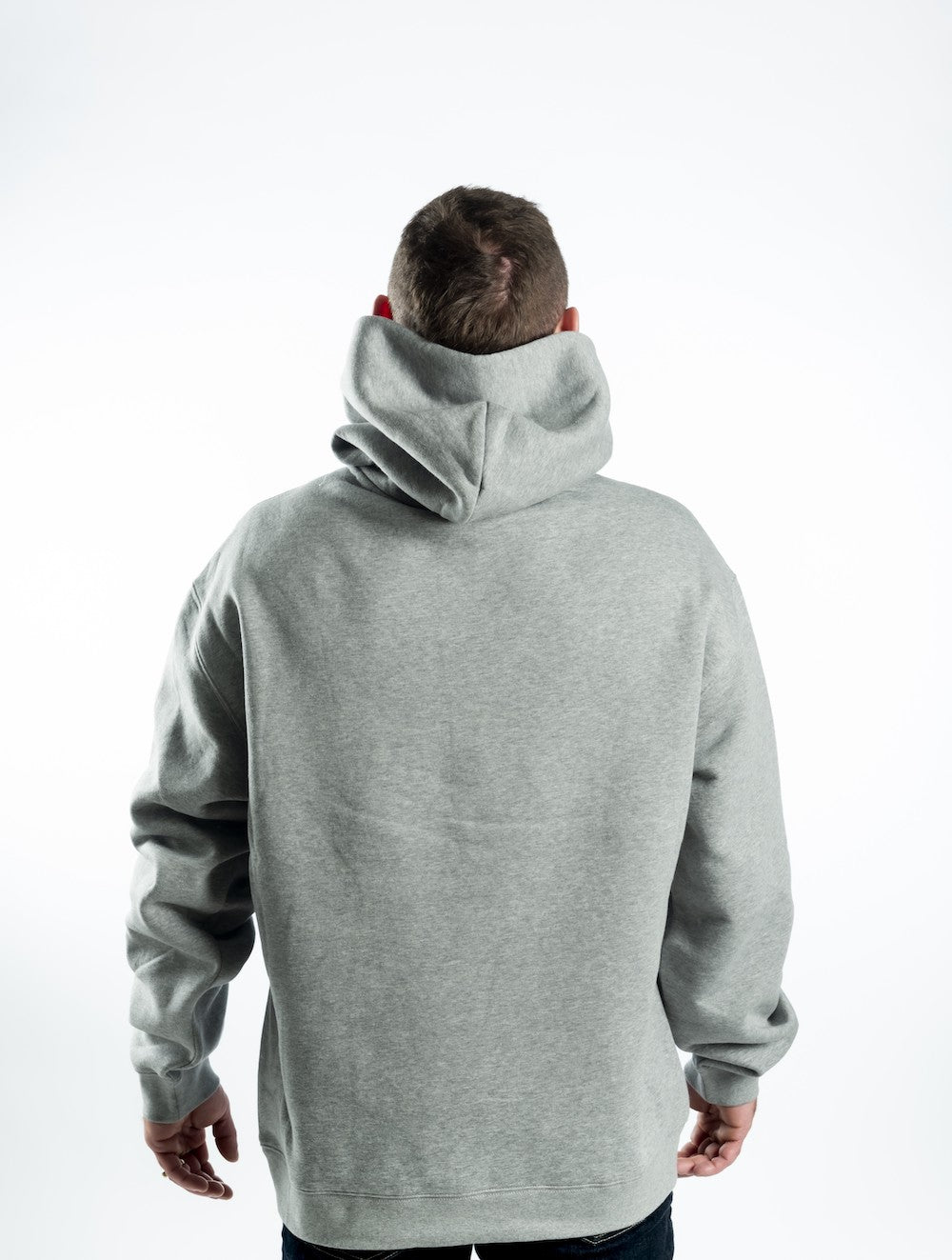 Men's Relaxed Hoodie - Grey Marle — Grey Embroidered Logo