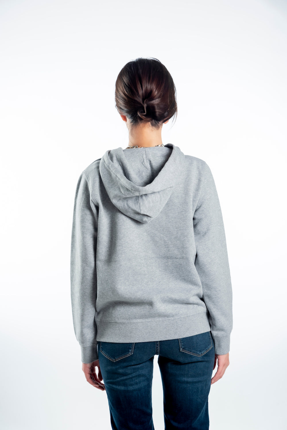 Women’s Classic Stencil Hoodie – Grey Marle - Grey Embroidered Logo