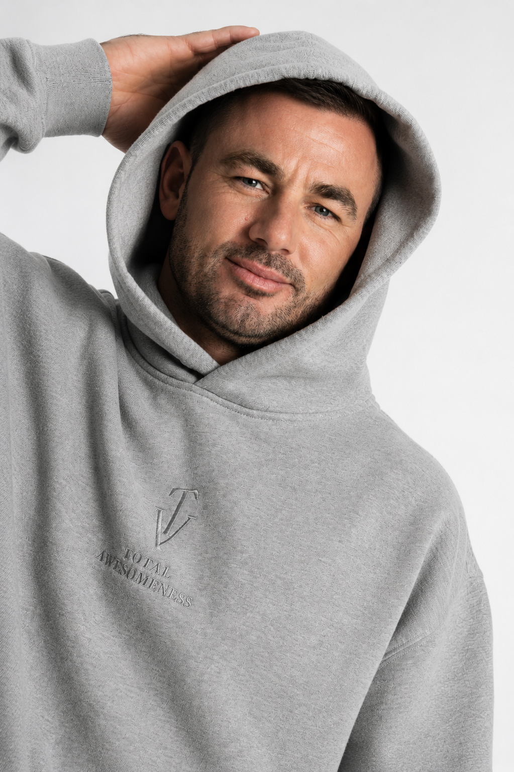 Men’s Heavy Hoodie – Grey Marle - Grey Logo Embroidery