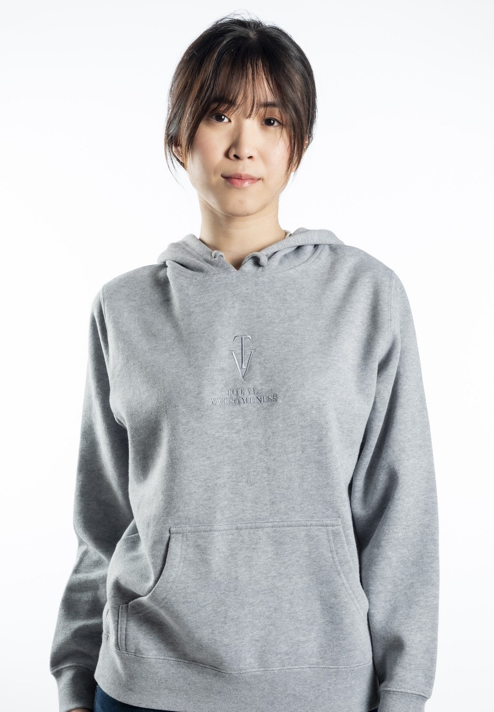 Women’s Classic Stencil Hoodie – Grey Marle - Grey Embroidered Logo