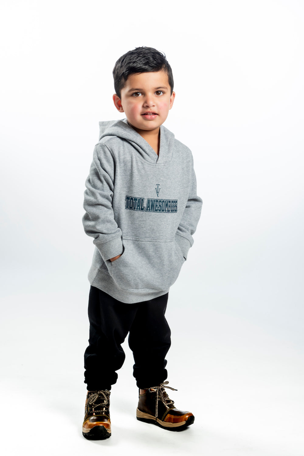 Kid's Hoodie – Grey Marle - Grey Logo