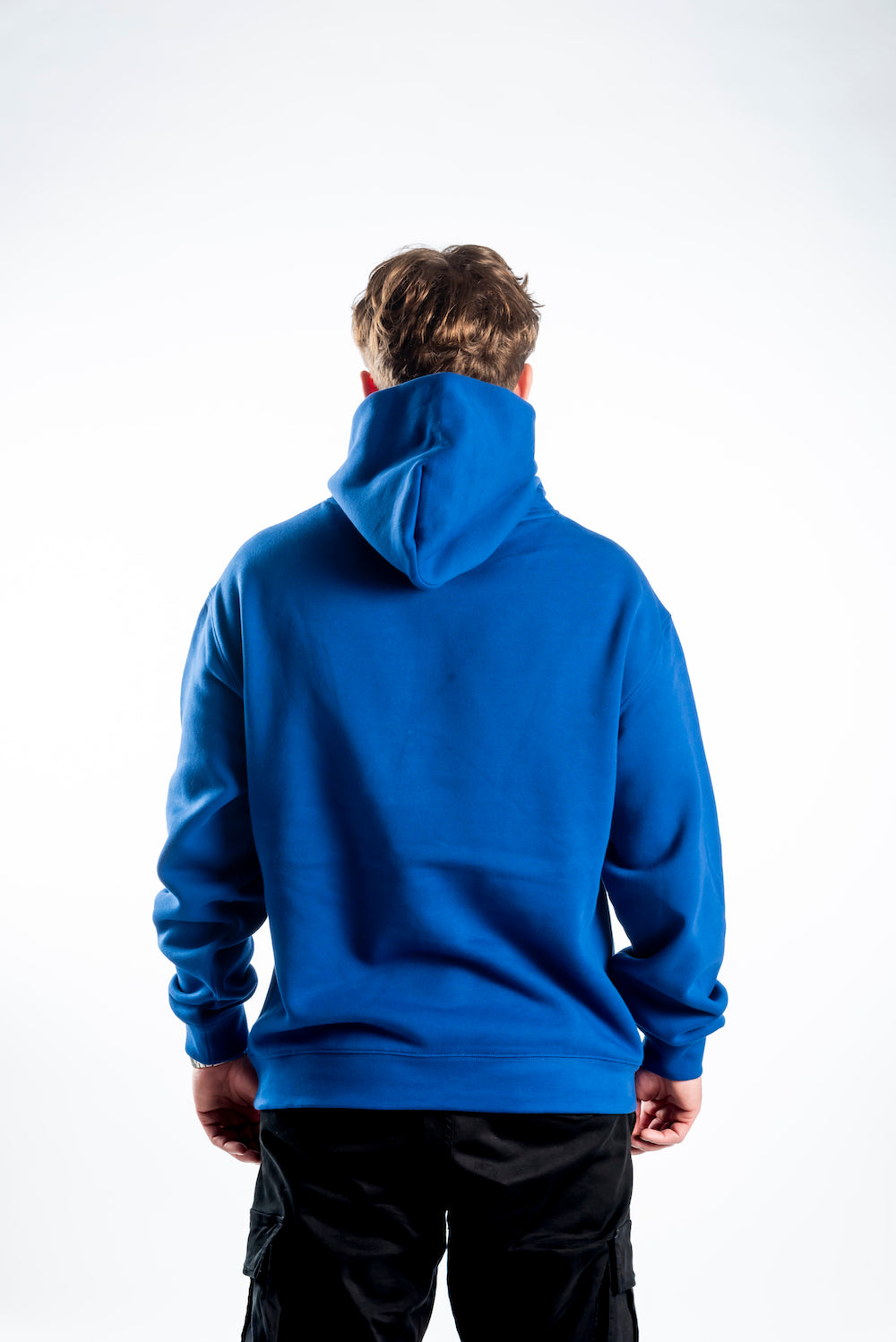 Men's Relaxed Hoodie - Blue - White Embroidered Logo