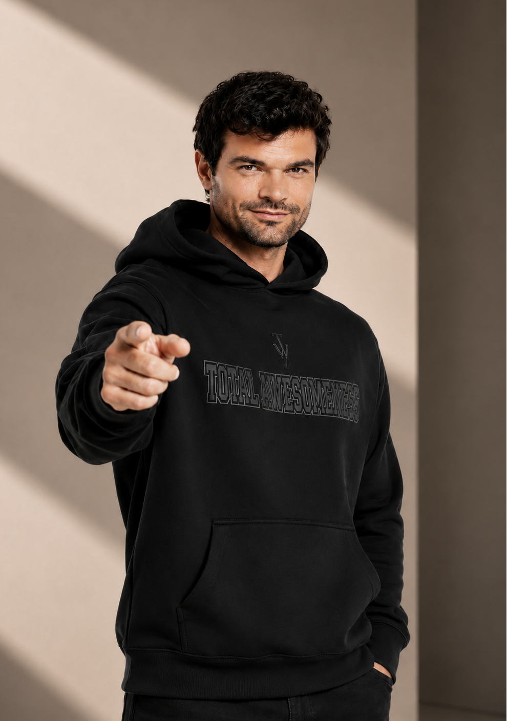 Men's Relaxed Hoodie - Black - Printed Black Logo