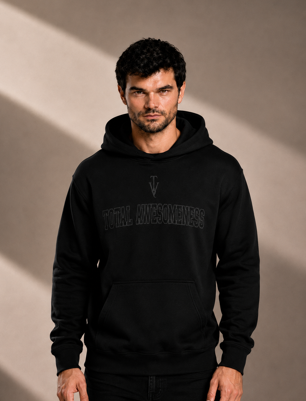 Men's Relaxed Hoodie - Black - Printed Black Logo