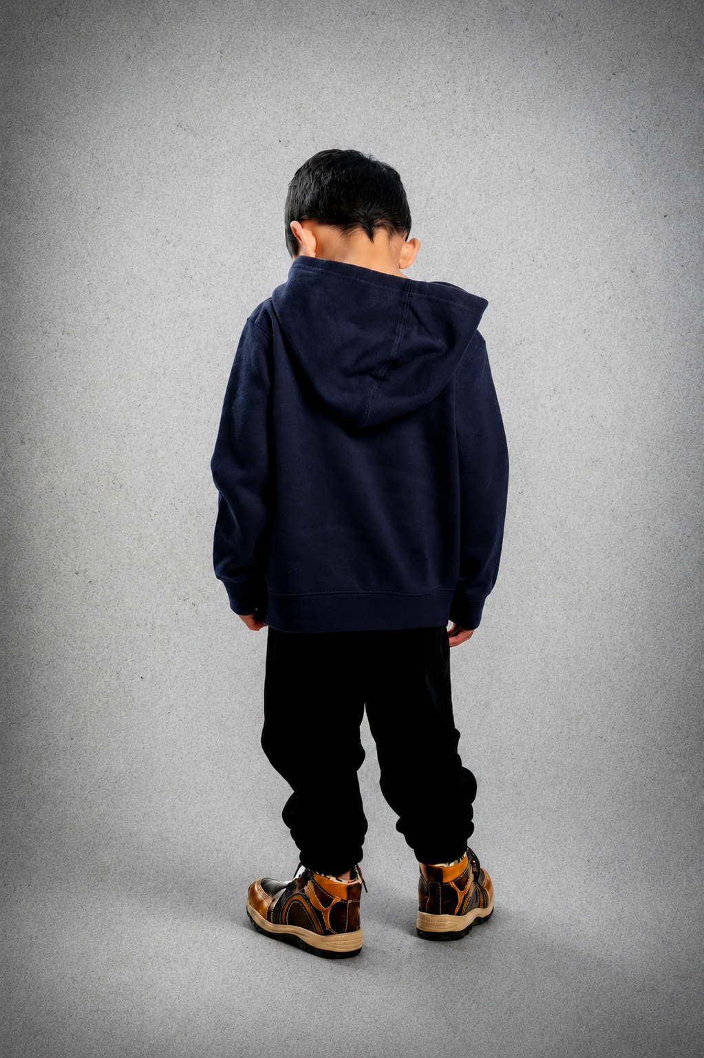 Kid's Hoodie – Midnight Blue - Blue Logo and Words with Blue Outline