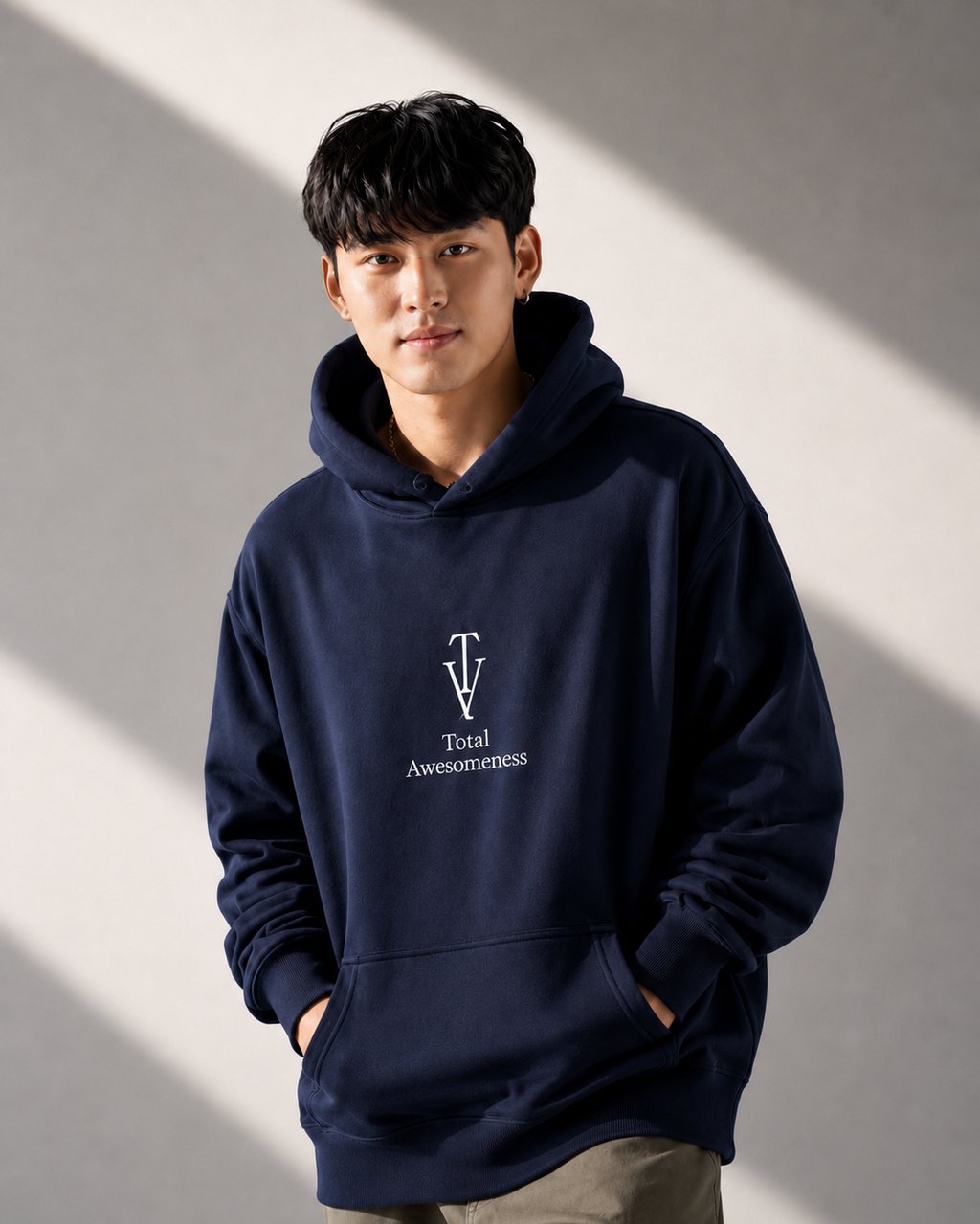 Men’s Heavy Hoodie – Navy with White Logo