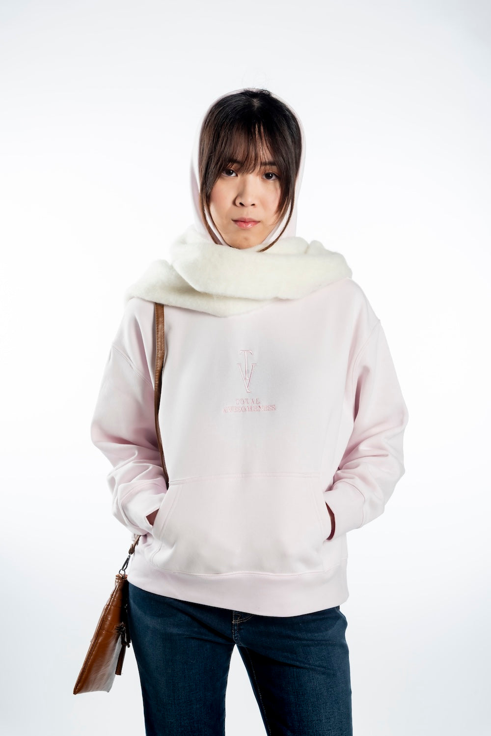 Women's Relaxed Hoodie - Orchid - Pink Logo - Embroidery