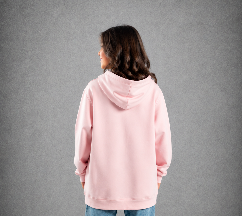 Youth Hoodie – Pink - Pink Logo & Words & White Outline