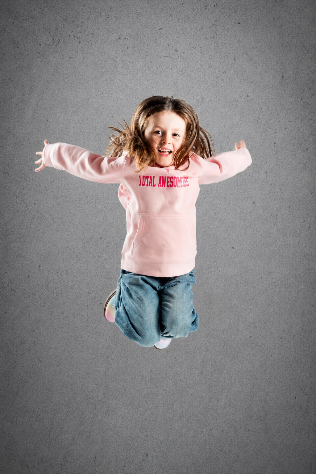 Kid's Hoodie – Pink - Pink Logo and Words with White Outline