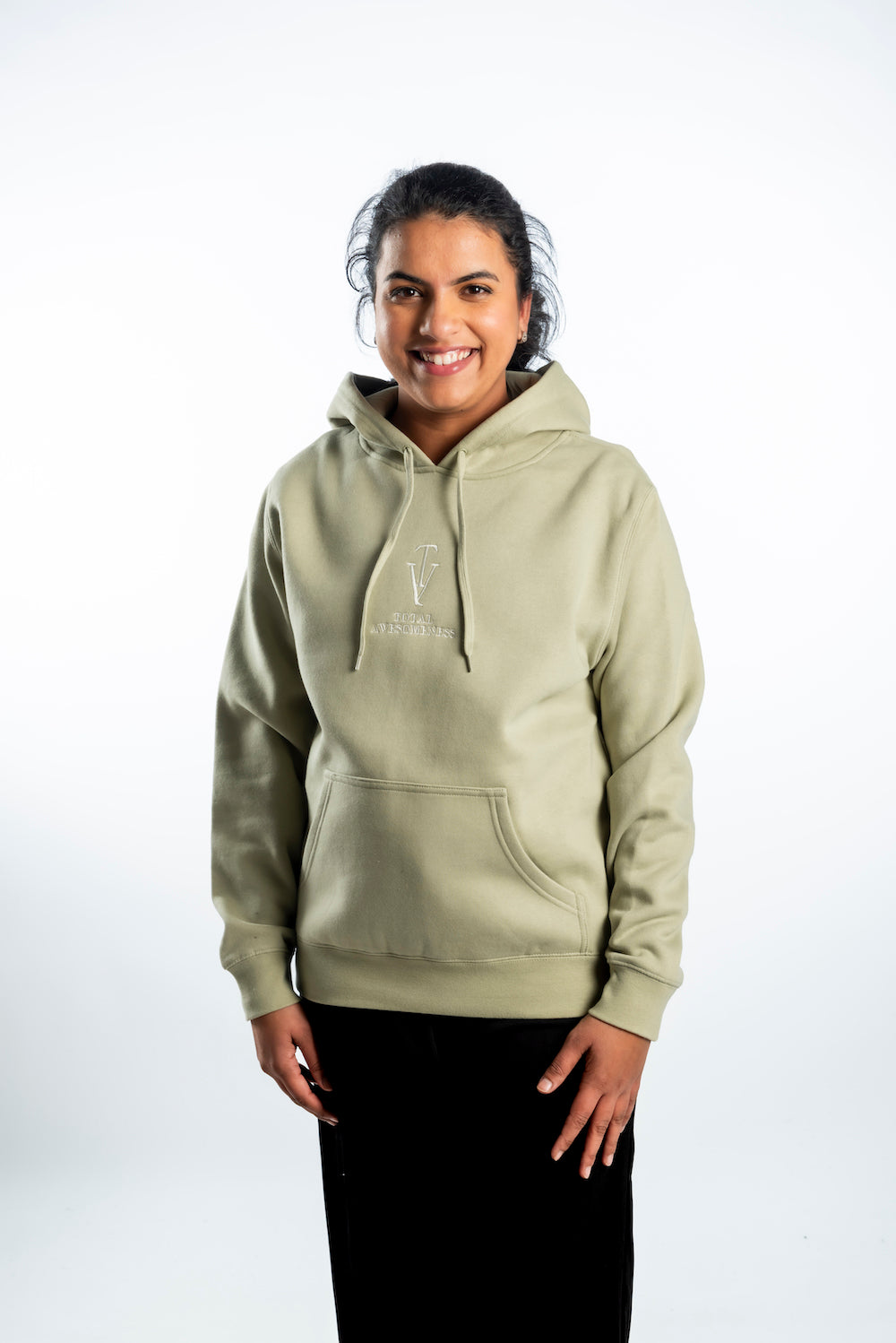 Women’s Classic Stencil Hoodie – Pistachio - White Embroidered Logo