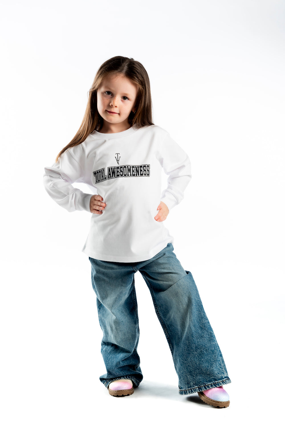 Kid's Heavy Weight Warm Long Sleeve T-Shirt - White – Black Logo