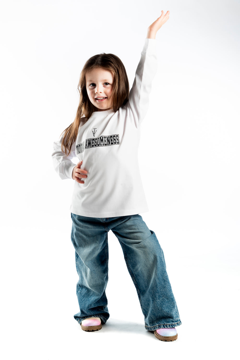Kid's Heavy Weight Warm Long Sleeve T-Shirt - White – Black Logo