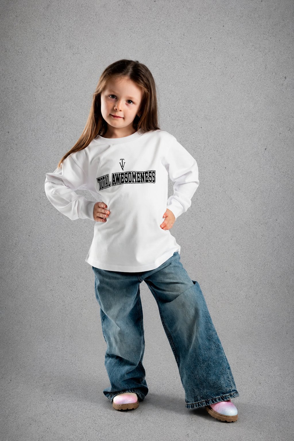 Kid's Heavy Weight Warm Long Sleeve T-Shirt - White – Black Logo