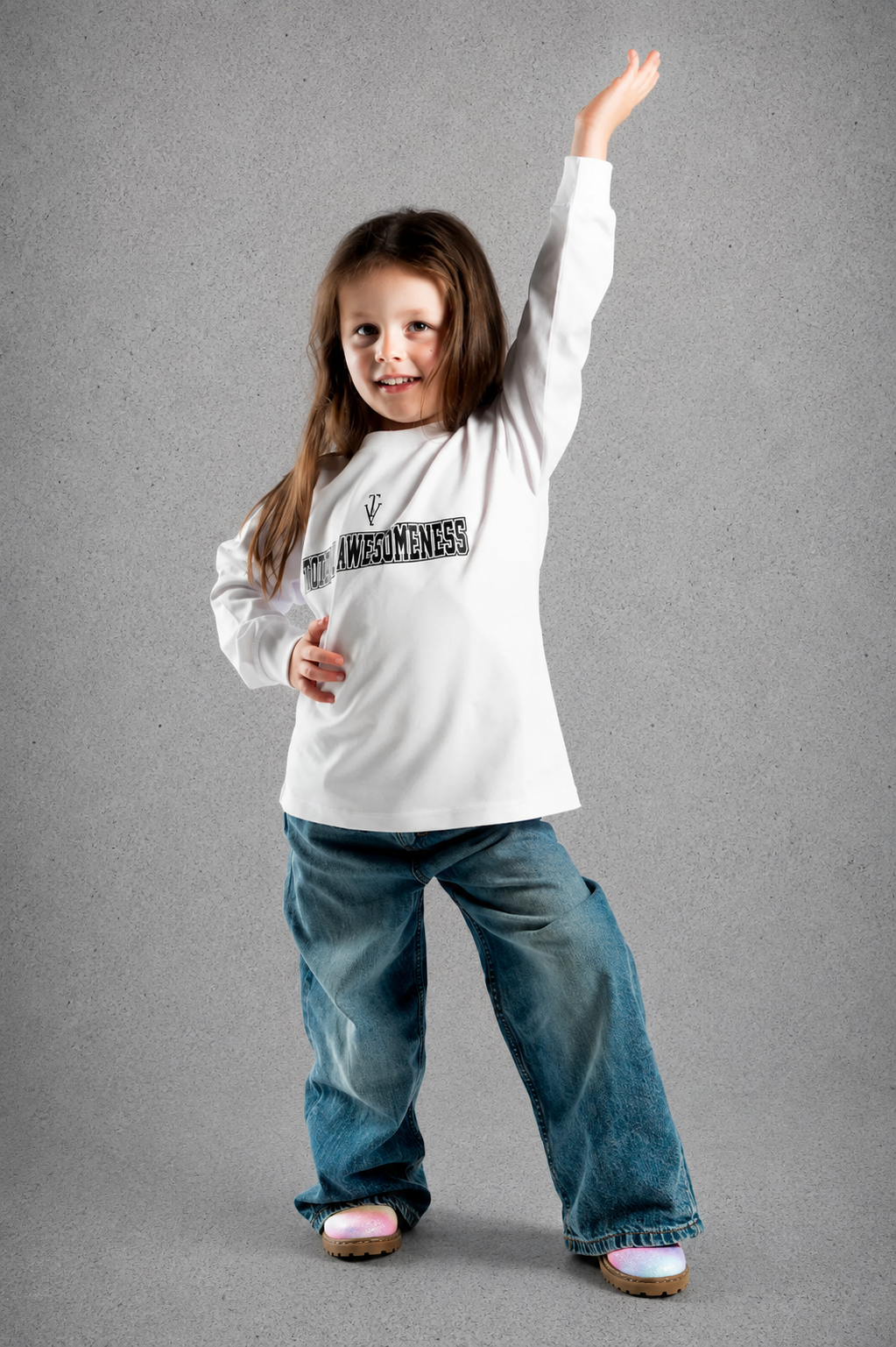 Kid's Heavy Weight Warm Long Sleeve T-Shirt - White – Black Logo