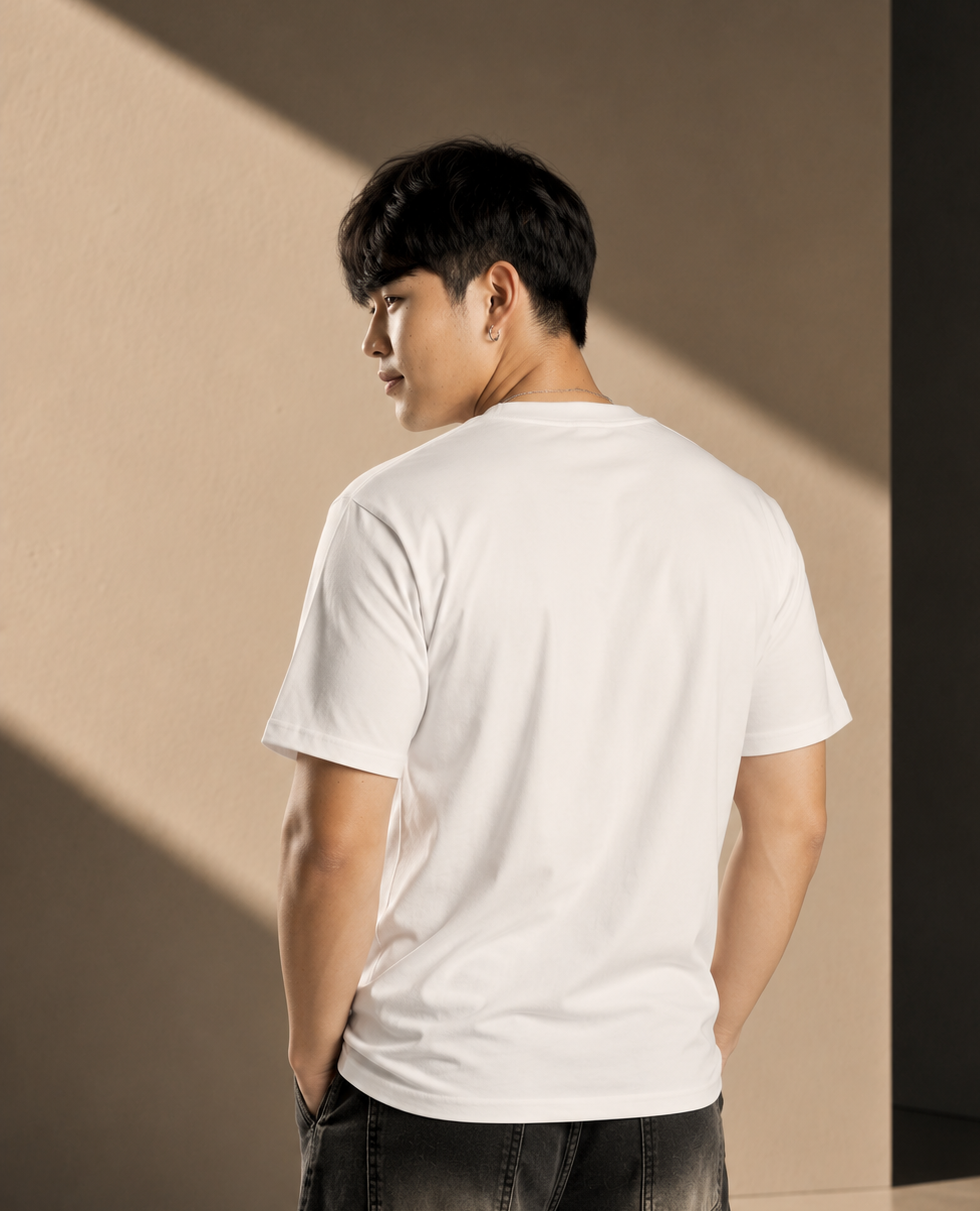 Men's Short Sleeve T-Shirt - White – Black Logo Blue Outline