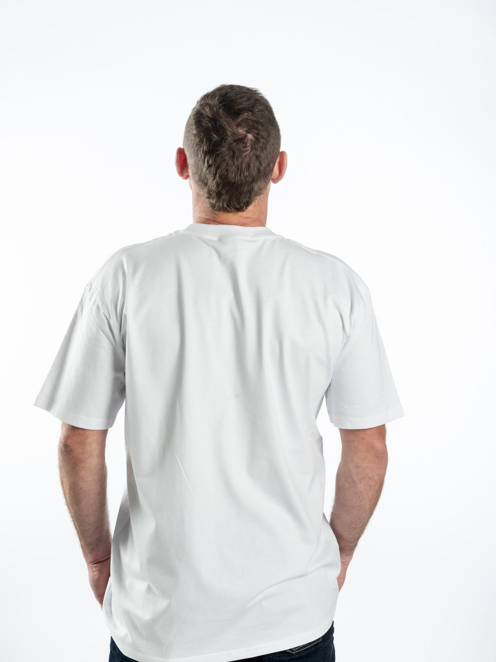 Men's Short Sleeve T-Shirt - White – Black Logo Green Outline