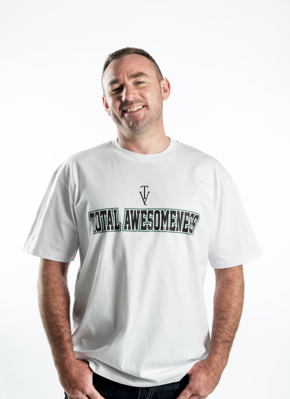 Men's Short Sleeve T-Shirt - White – Black Logo Green Outline