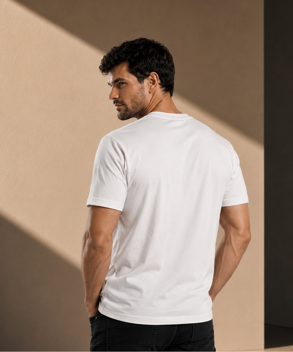 Men's Short Sleeve T-Shirt - White – Black Logo Outline