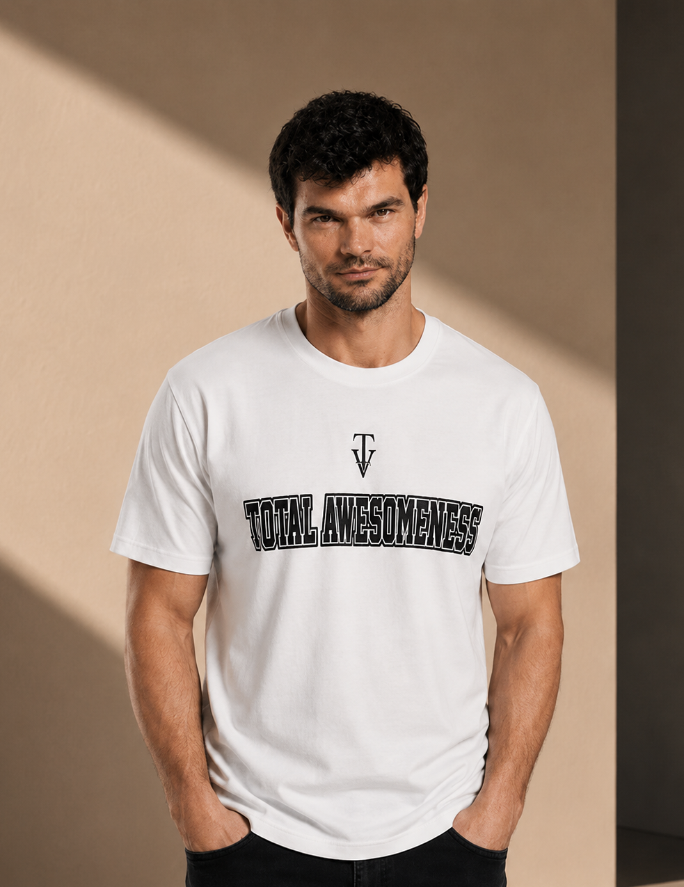 Men's Short Sleeve T-Shirt - White – Black Logo Outline