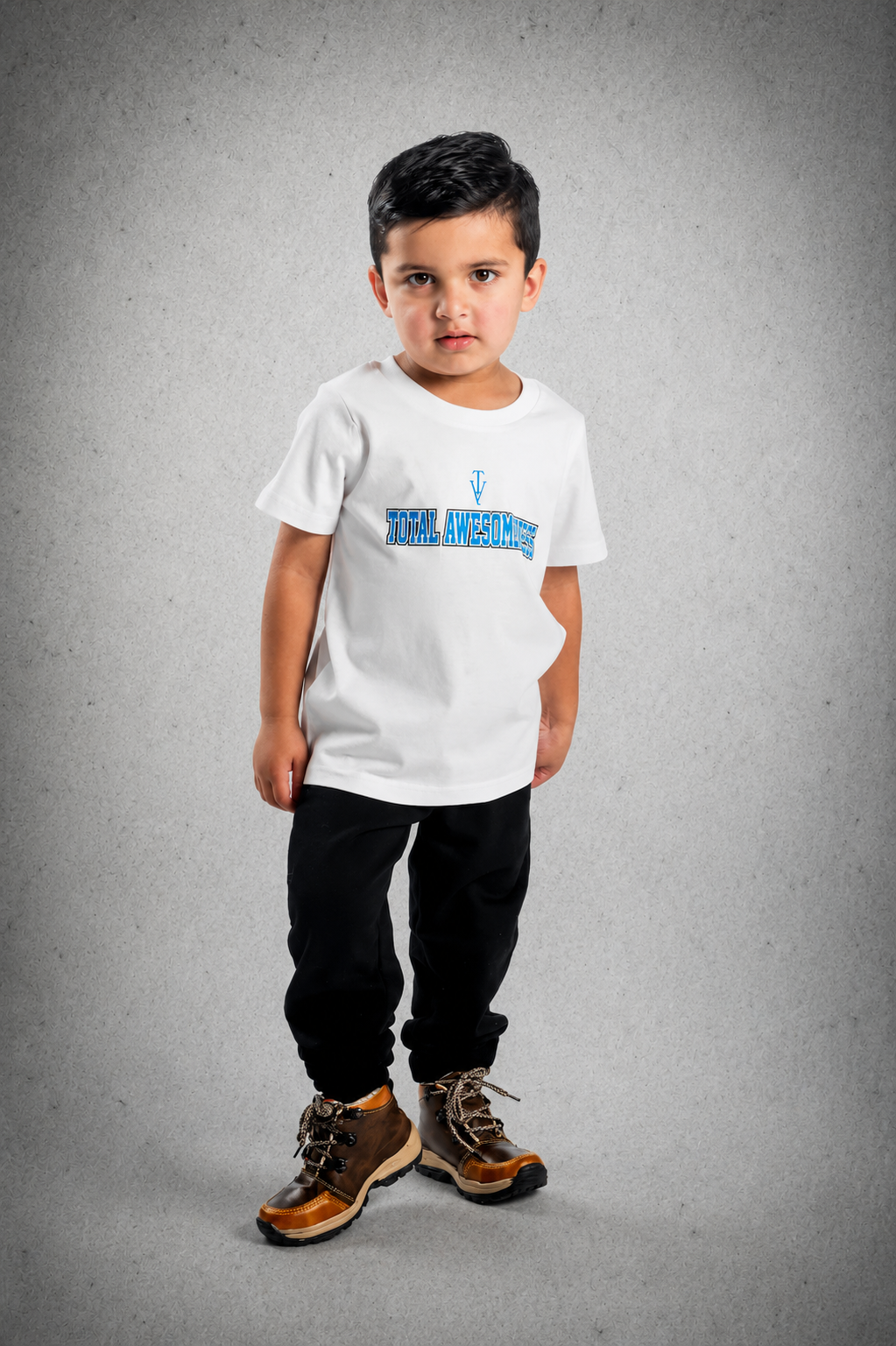 Kid's Short Sleeve T-Shirt - White - Blue Logo