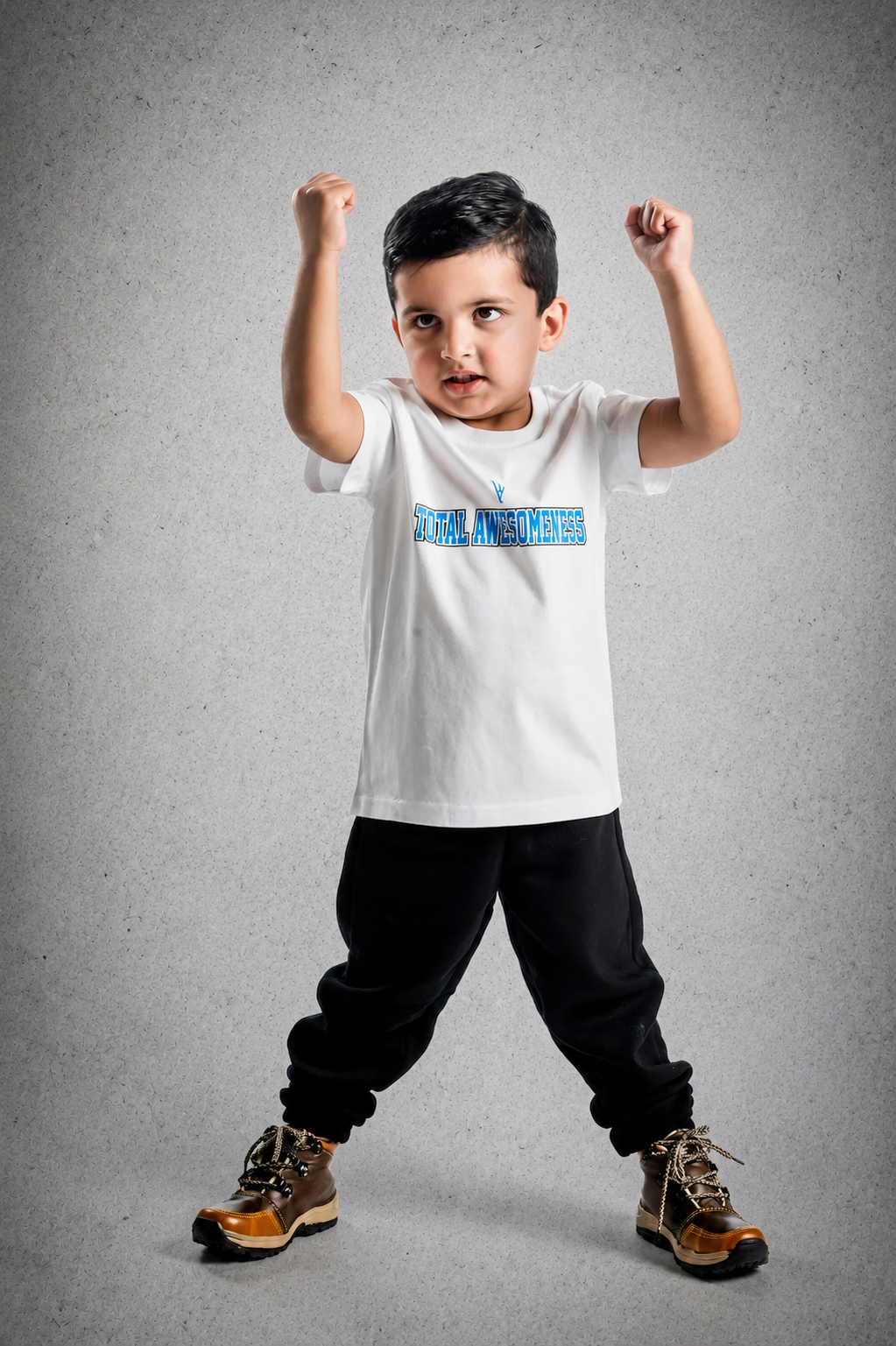 Kid's Short Sleeve T-Shirt - White - Blue Logo