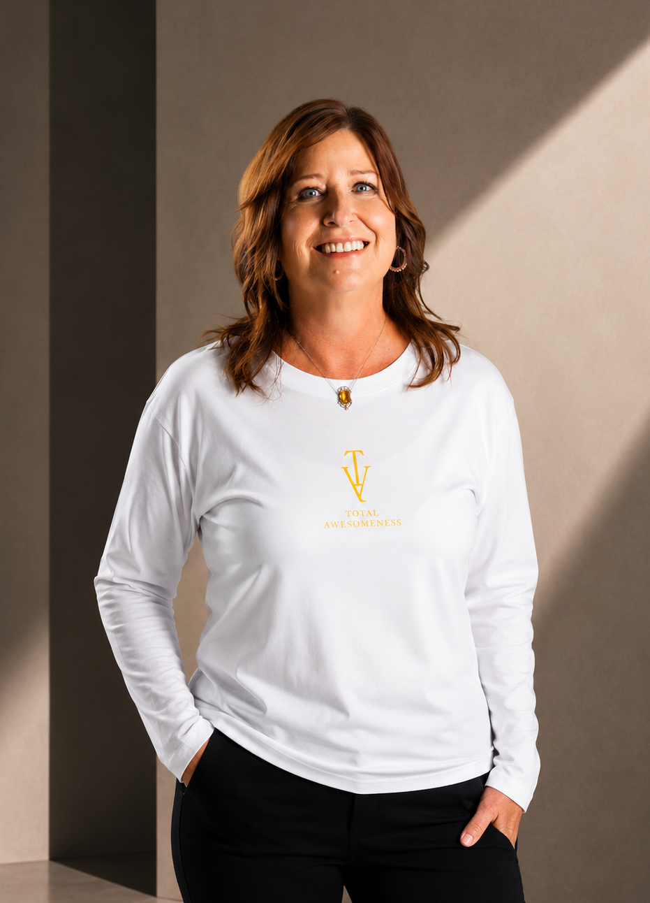 Women's Long Sleeve T-Shirt – White - Gold Logo