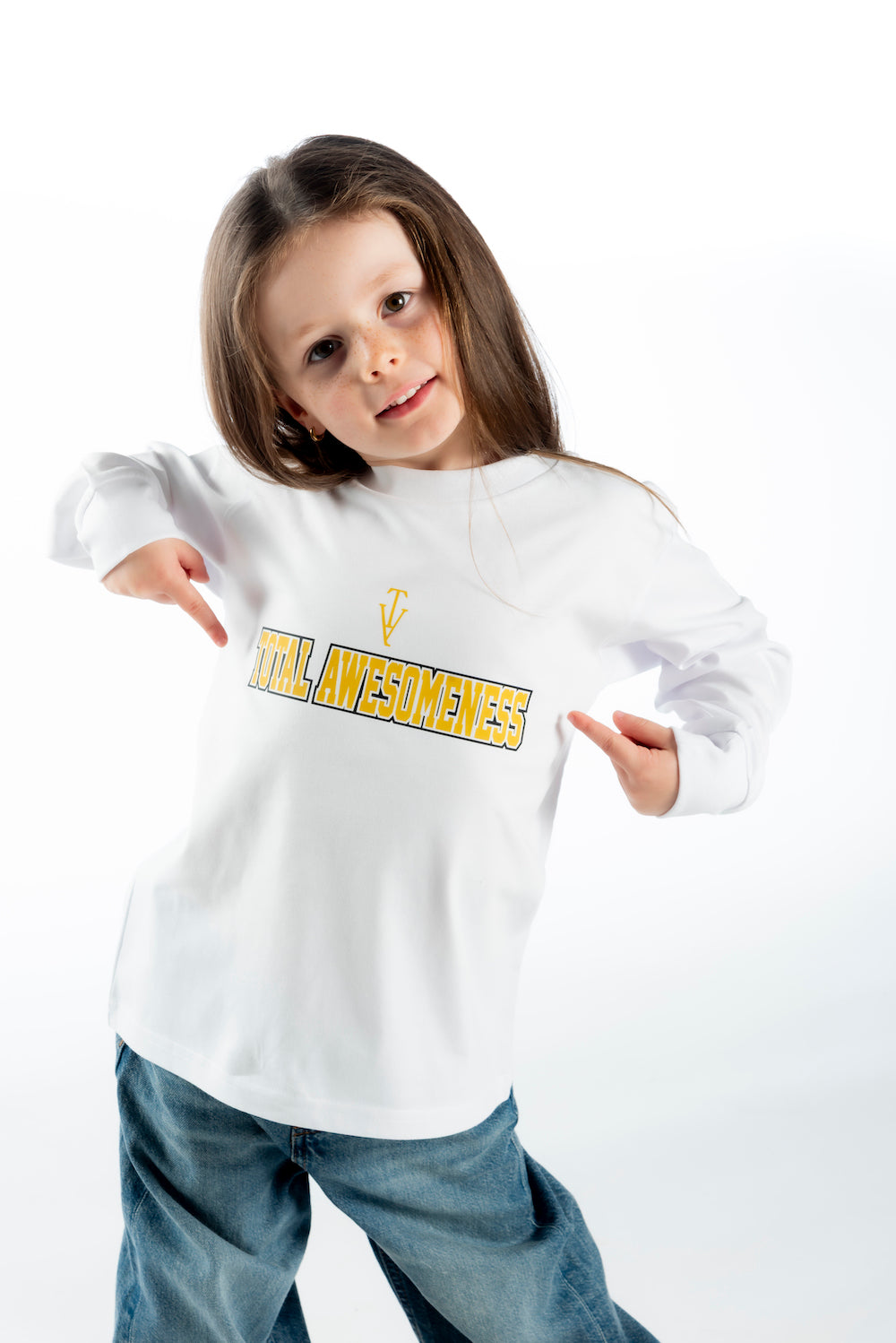 Kid's Heavy Weight Warm Long Sleeve T-Shirt - White – Gold Logo
