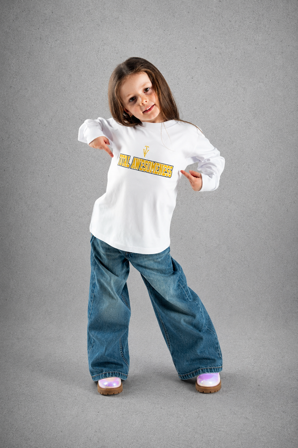 Kid's Heavy Weight Warm Long Sleeve T-Shirt - White – Gold Logo