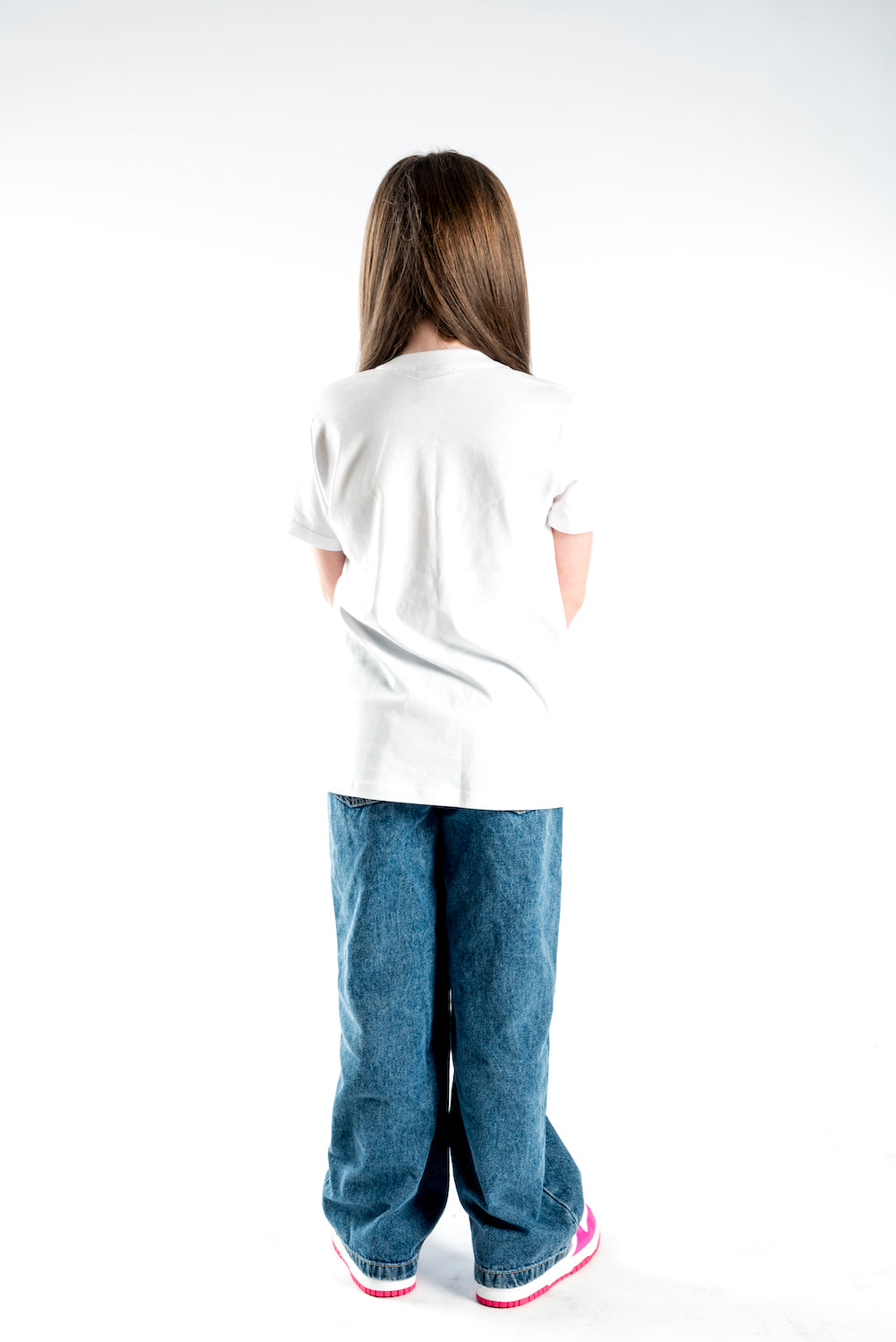 Youth Short Sleeve T-Shirt – White - Pink Logo