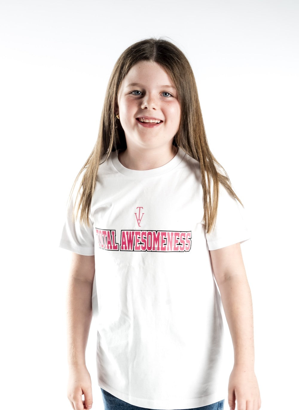 Youth Short Sleeve T-Shirt – White - Pink Logo