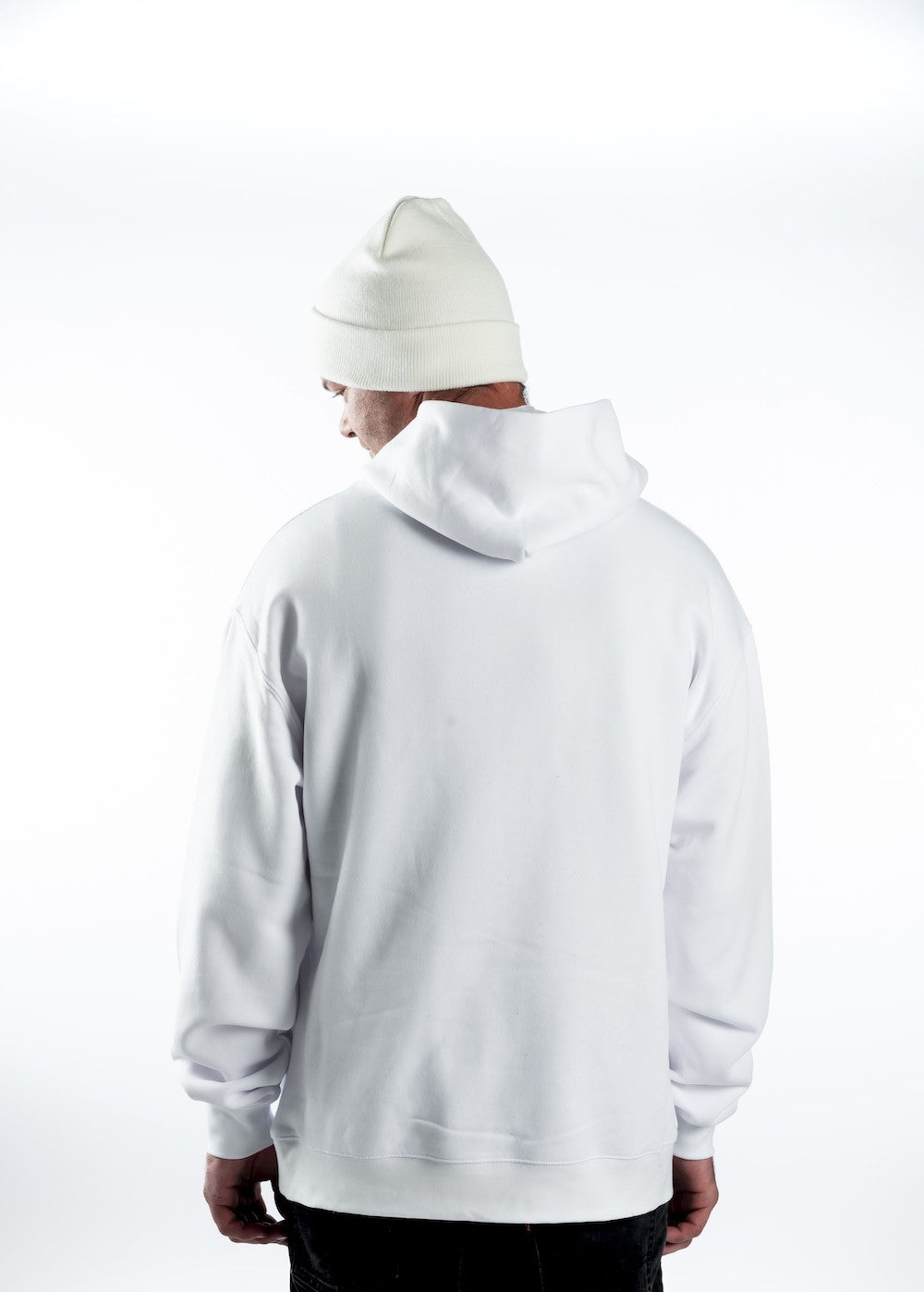 Men's Relaxed Hoodie - White — White Embroidered Logo