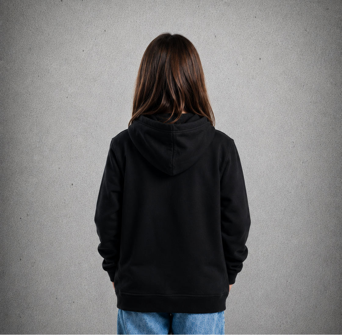 Youth Hoodie – Black - White Logo & Blue Words & White Outline