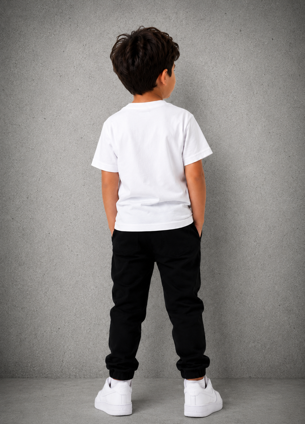 Kid's Short Sleeve T-Shirt - White - Black Logo