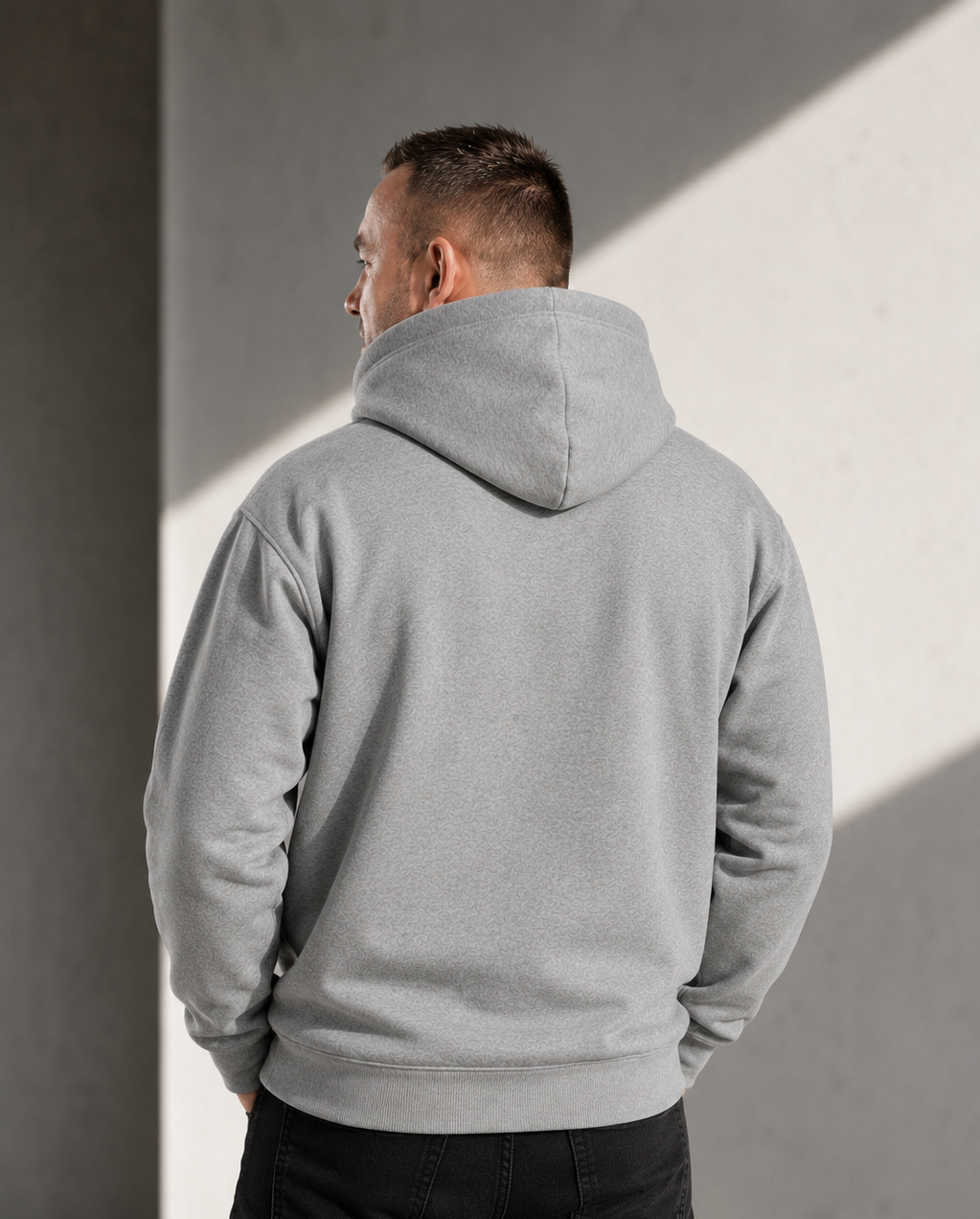 Men’s Heavy Hoodie – Grey Marle - Grey Logo Embroidery