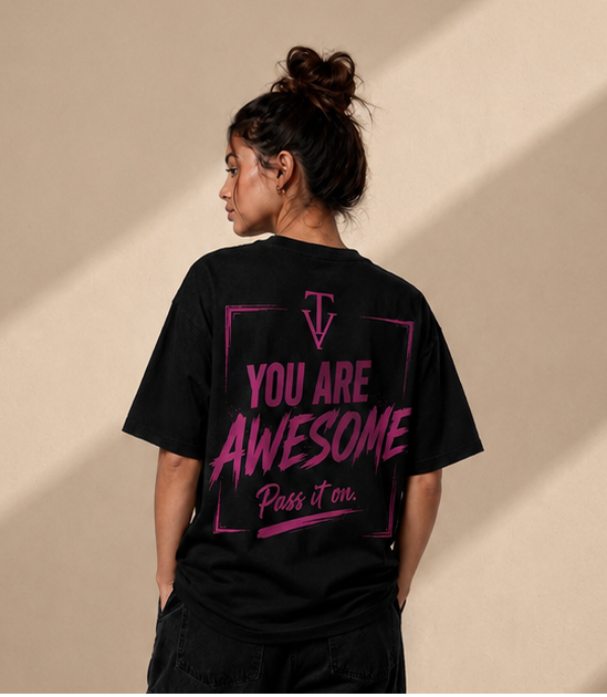Women’s Short Sleeve T-Shirt - Black - Pink Logo and Back Picture